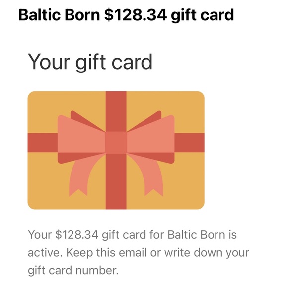 Baltic Born $128 Gift Card - Picture 1 of 1